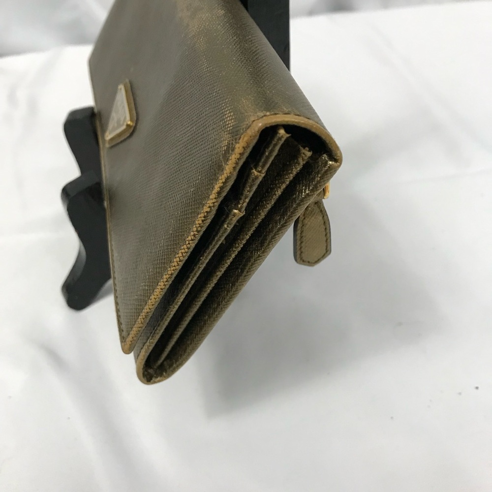 Prada Metallic Gold Saffiano Leather Double Snap Continental Wallet - Picture 5 of 9